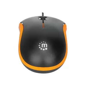 Manhattan Wired Optical USB Mouse USB-A, Three Buttons with Scroll Wheel, 1000 dpi, Black/Orange (190091) - Image 2
