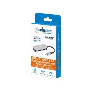 Manhattan USB-C to HDMI (4K@30Hz) 3-in-1 Docking Converter with Power Delivery- 130707 - Image 10