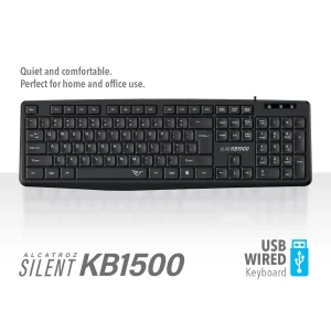 Alcatroz Silent KB1500 USB Wired Keyboard – Durable & Ergonomic - Image 3