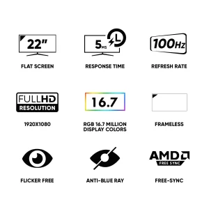 PIXXEL+ PRO PF22HD SUPER 100 – High-Performance 21.4” 100Hz Monitor - Image 7