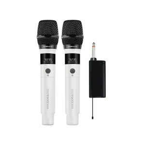 dual handheld wireless microphone with LED