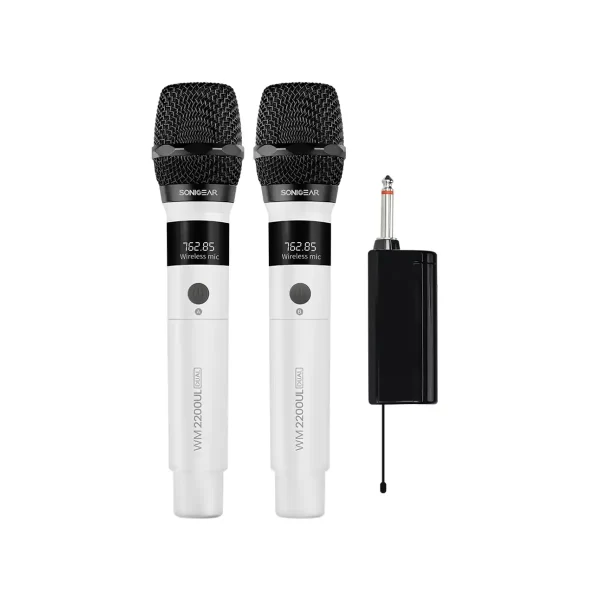 dual handheld wireless microphone with LED