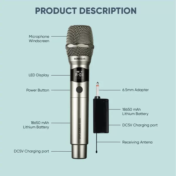 rechargeable wireless microphone set SonicGear
