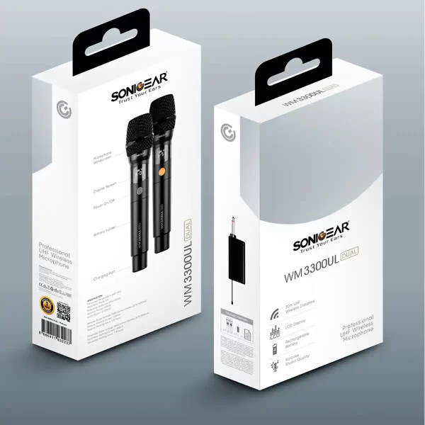 SonicGear WM 3300 UL karaoke wireless mic set with rechargeable receiver