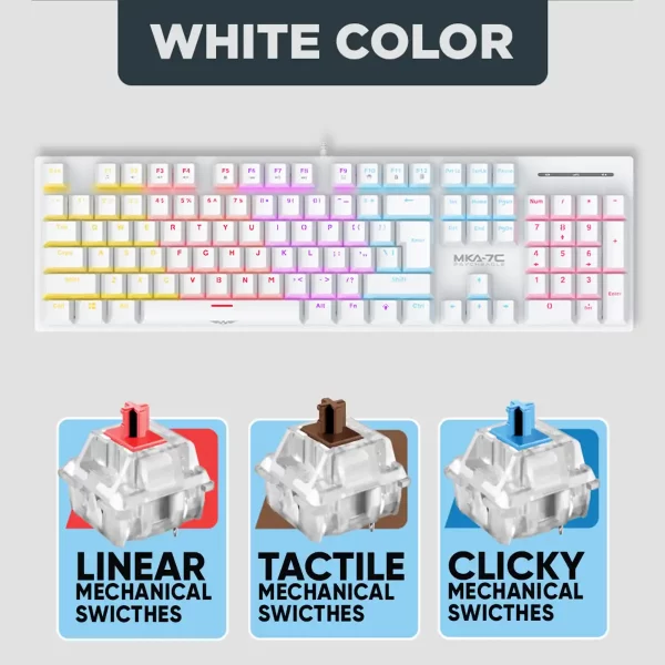Mechanical gaming keyboard white Armaggeddon MKA-7C RGB Pakistan