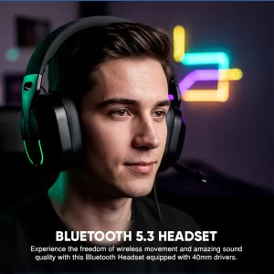 RGB style wireless gaming combo with headset and mousepad