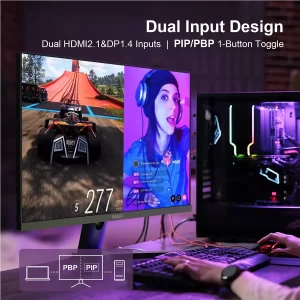 GEESUU MG270L2Q 27 inch gaming monitor featuring 200Hz refresh rate, 1ms response time and 95 percent DCI-P3 color