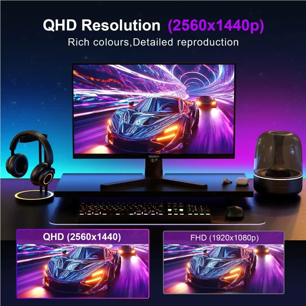 GEESUU 27 inch PC gaming monitor with 200Hz refresh rate, IPS screen and ultra-fast 1ms response time
